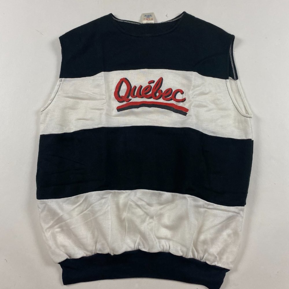 Vintage NWOT 80s Quebec Canada Sleeveless Sweatshirt Adult Medium Lightweight